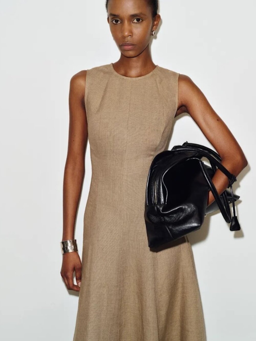 NEW Reformation Cecilia Linen Sleeveless Maxi Dress Dark Oatmeal Tan | US 0 UK 4 - Picture 2 of 12